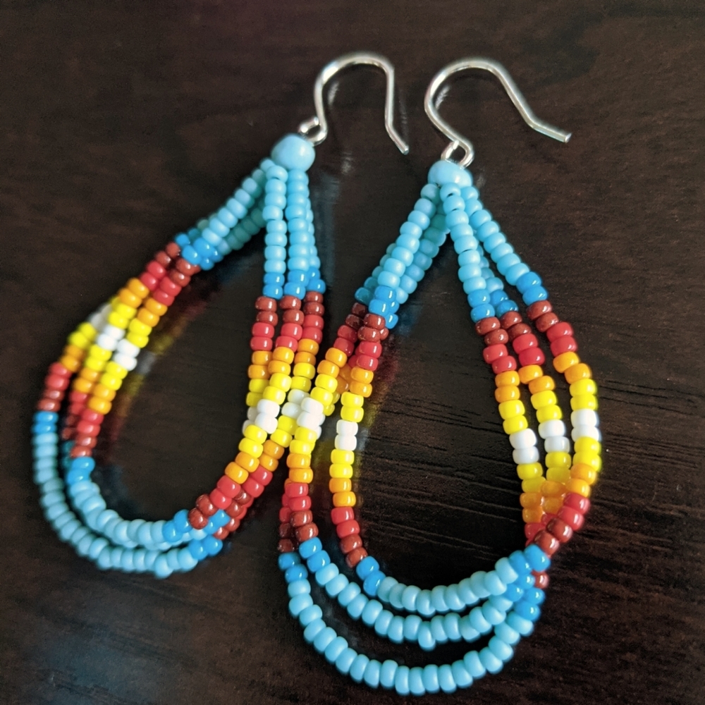 Turquoise and fire theme earrings